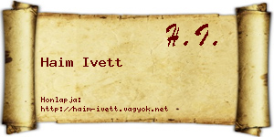 Haim Ivett névjegykártya